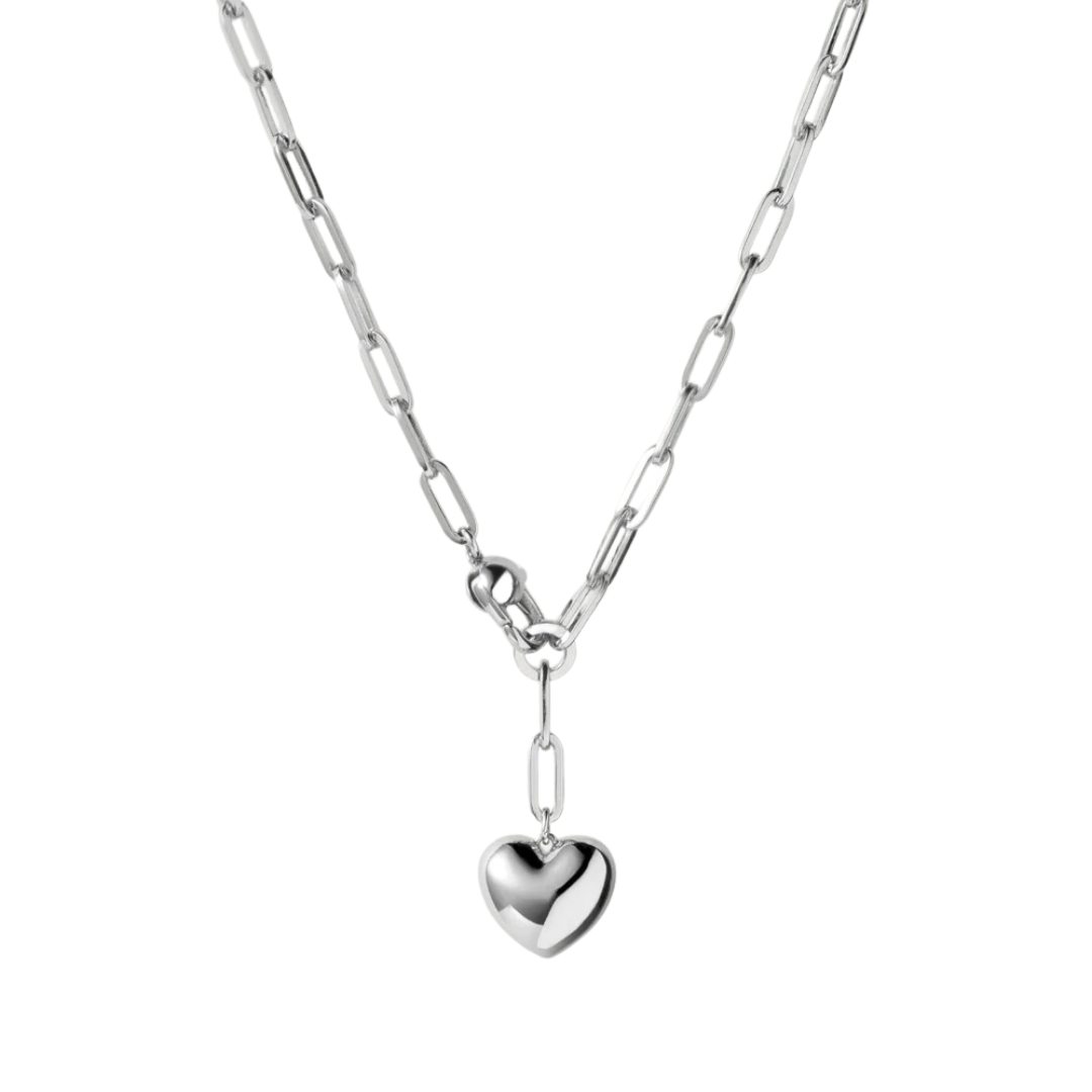 Jenny Bird Puffy Heart Silver Necklace