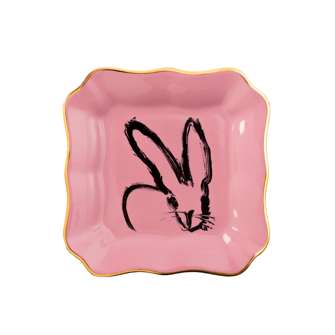 Hunt Slonem Pink Bunny Portrait Trinket Tray