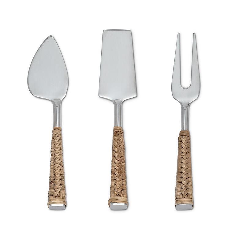 Rattan Set of 3 Cheese Knives
