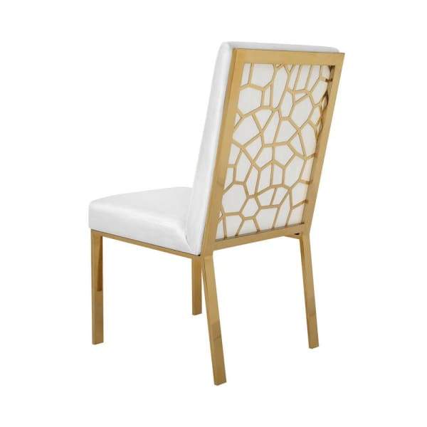 Chloe White Faux Leather Chair w/ Gold Accent - Boutique Marie Dumas