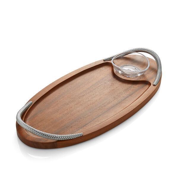 Nambe Braid Serving Board with Dipping Dish - Boutique Marie Dumas