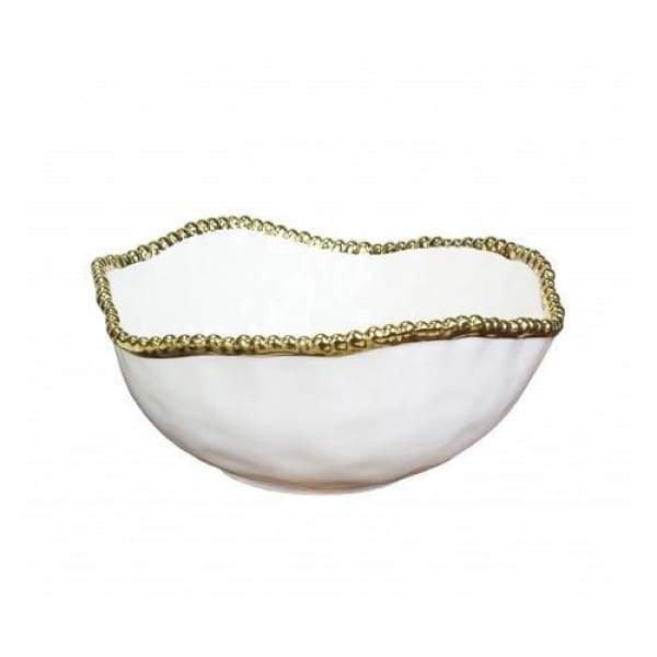 Porcelain Large Salad Bowl - White and Gold - Boutique Marie Dumas