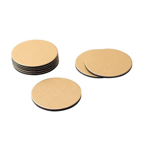 Round Gold Leather Coasters - Boutique Marie Dumas