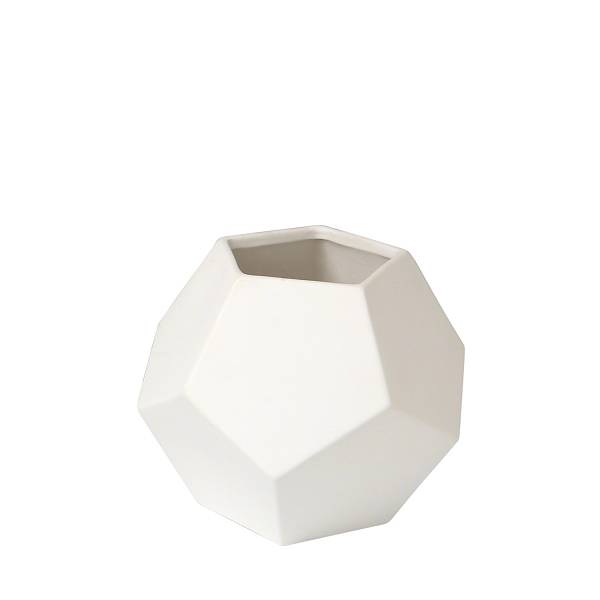 Faceted Medium Matte White Vase