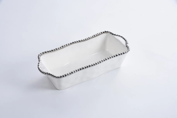 Porcelain Loaf Baking Dish - White & Silver