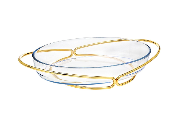 Oval Glass Baking Dish - Gold