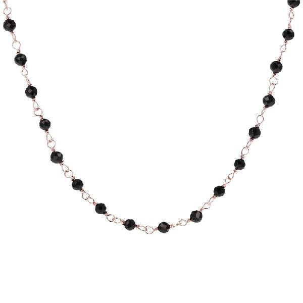 Bronzallure Long Beaded Quartz Necklace - Black