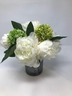 Floral Arrangement: Peony Bouquet in Smoke Glass Vase