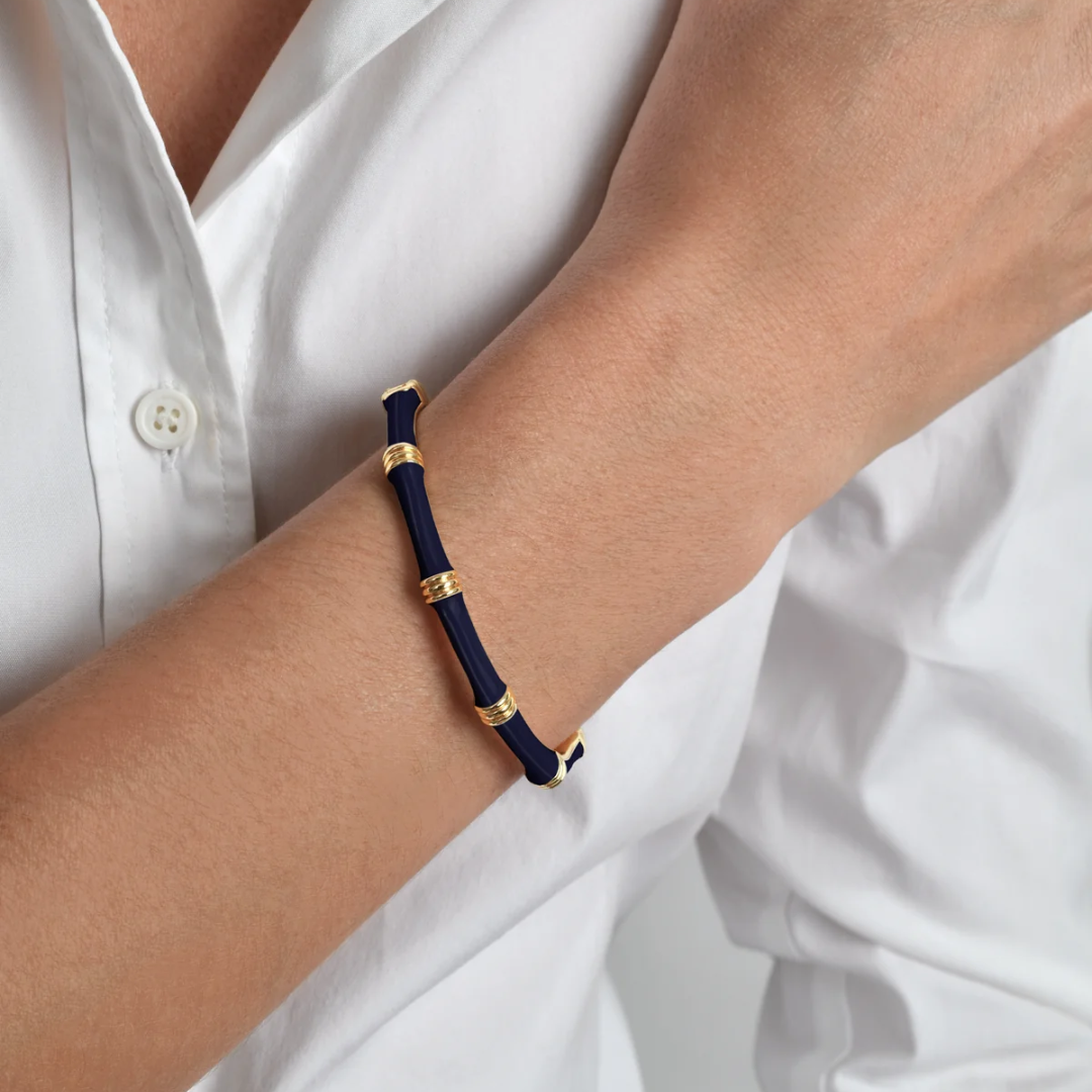 Anabel Aram Bamboo Enameled Hinged Bangle