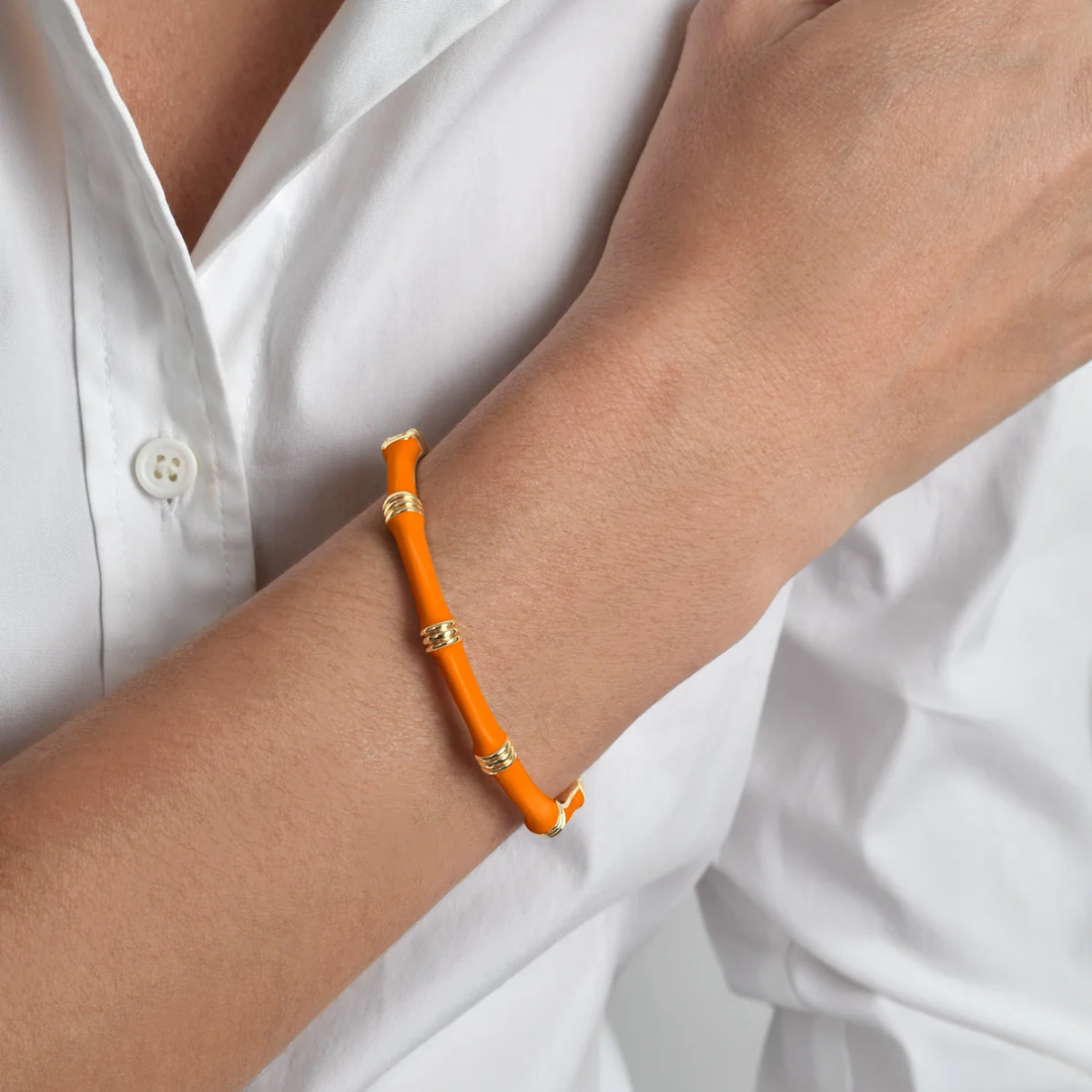 Anabel Aram Bamboo Enameled Hinged Bangle