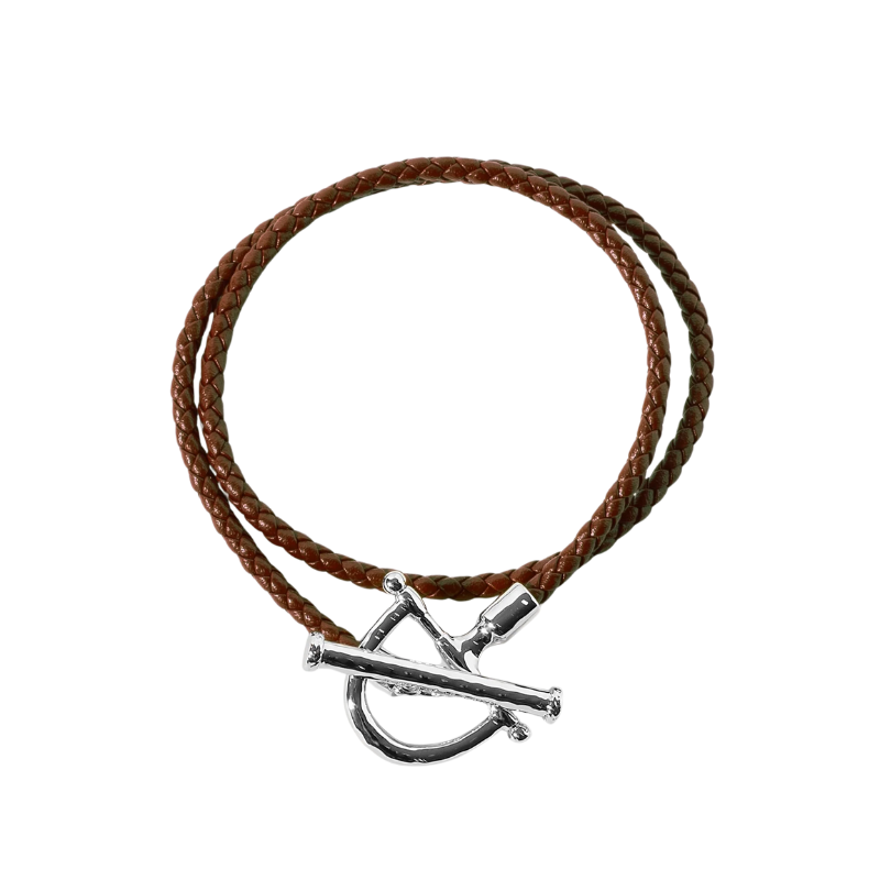 Anabel Aram Silver Cheval Leather Bracelet