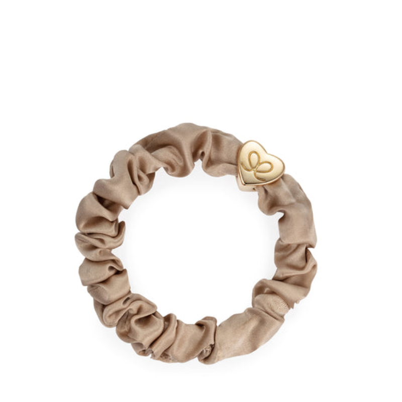 Gold Heart Silk Scrunchie