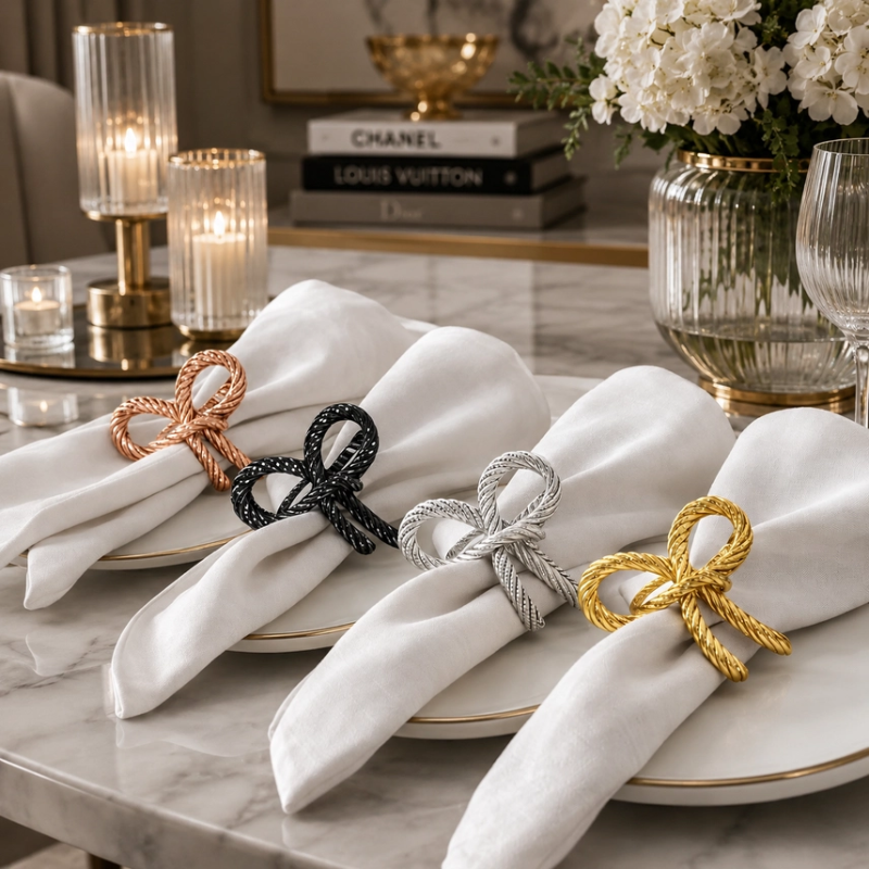 Set of 4 Twisted Bow Napkin Rings