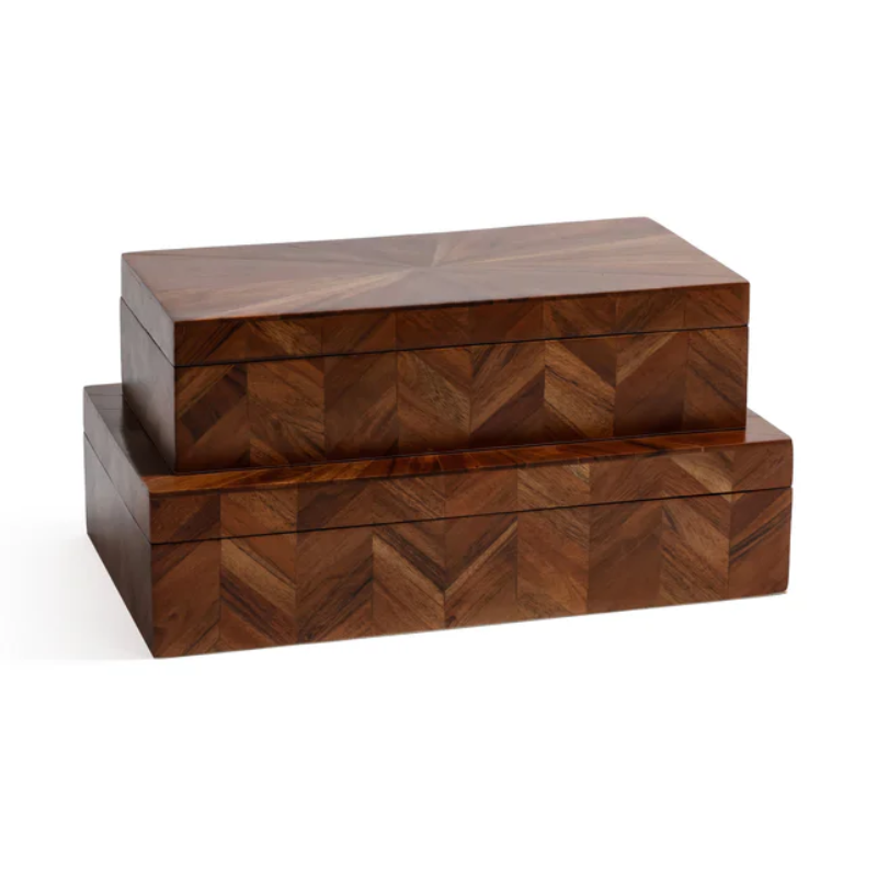 Small Chevron Wood Box