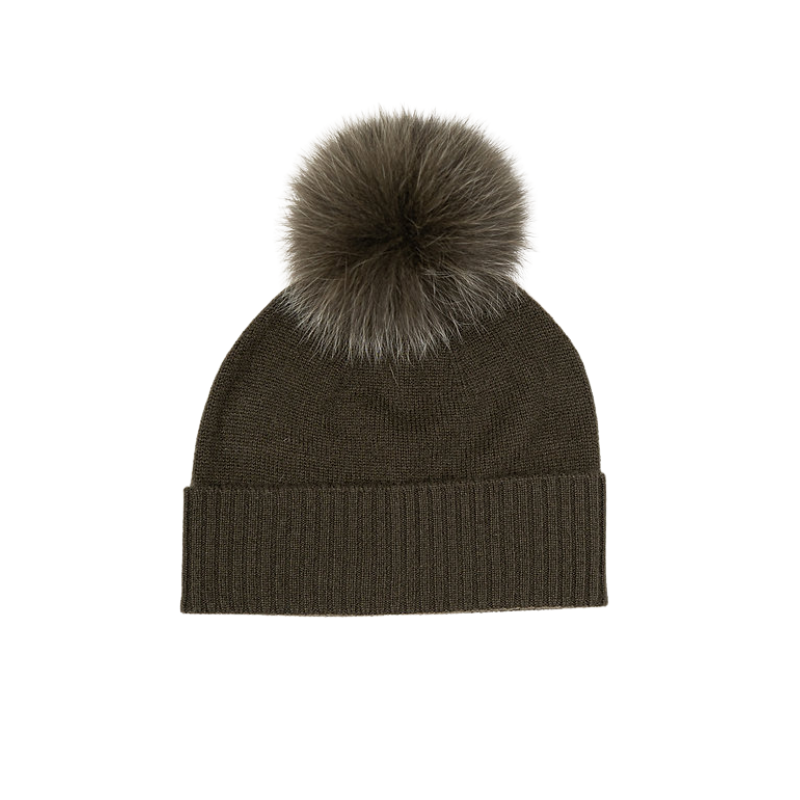 Knited hat with Fur PomPom