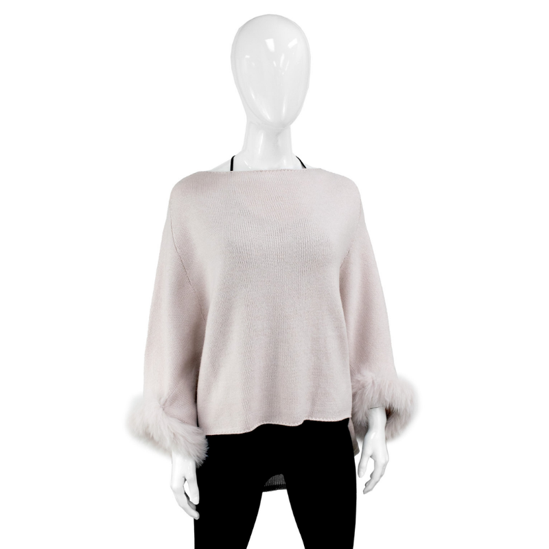 Poncho with Lurex &amp; Fur