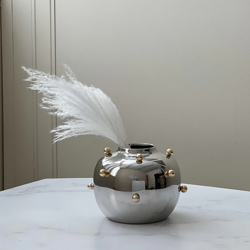Small Gold Beads Stainless Vase