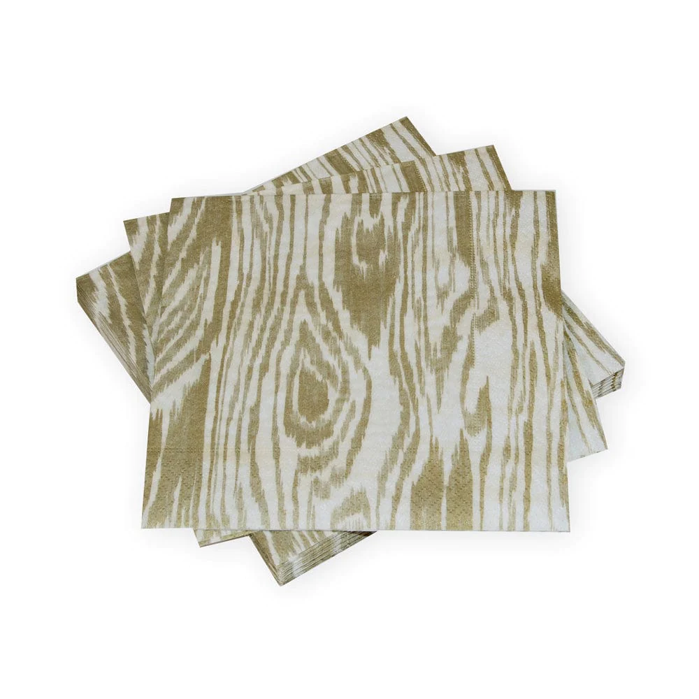 Silver & Gold Woodgrain Napkins