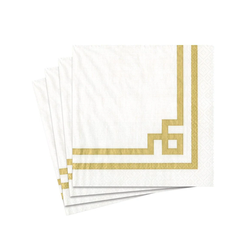 Rive Gauche Gold &amp; White Napkins