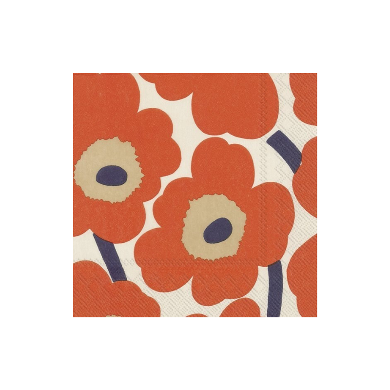 Marimekko Unikko Cream & Red Napkins - Boutique Marie Dumas