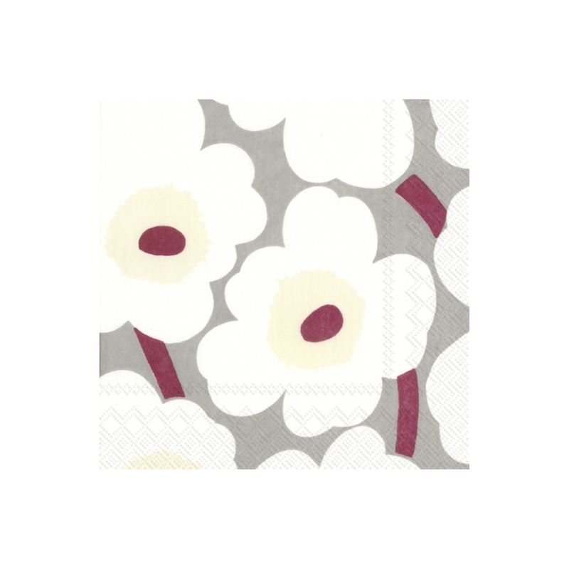 Marimekko Unikko Grey &amp; Cream Napkins