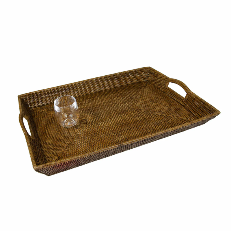 Extra Large Rectangular Rattan Tray