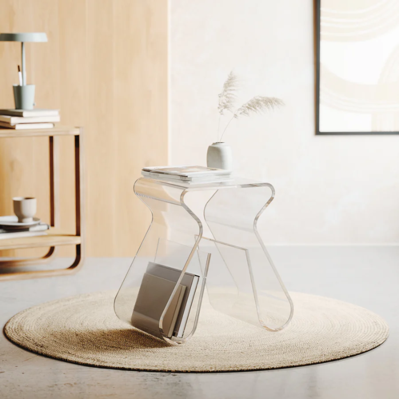 Lucite Stool &amp; Magazine Holder