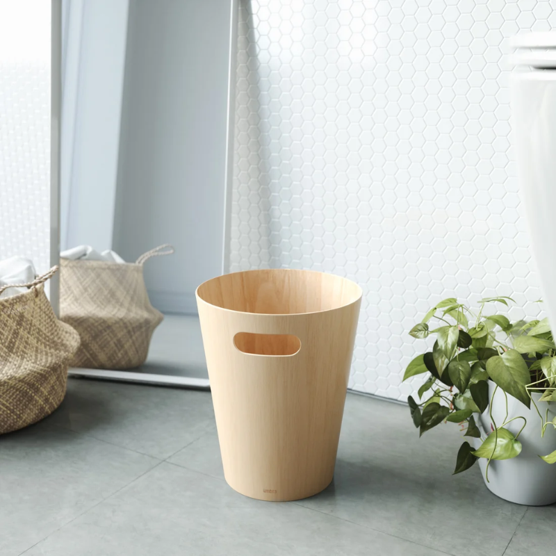 Natural Wood Wastebasket