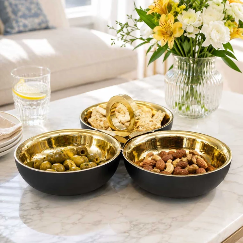 Matte Black Triple Nut Dish