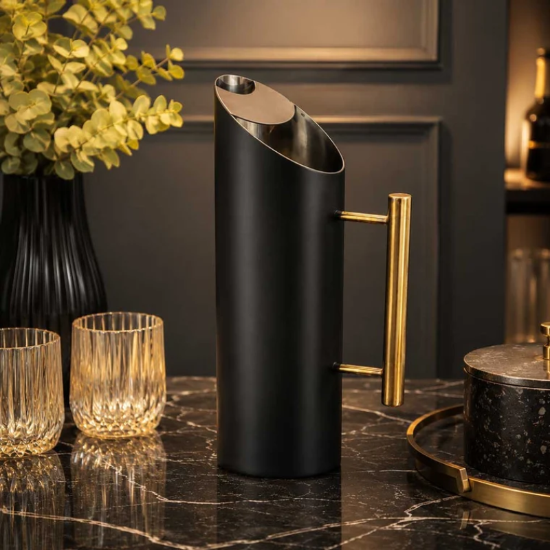 Matte Black &amp; Gold Pitcher