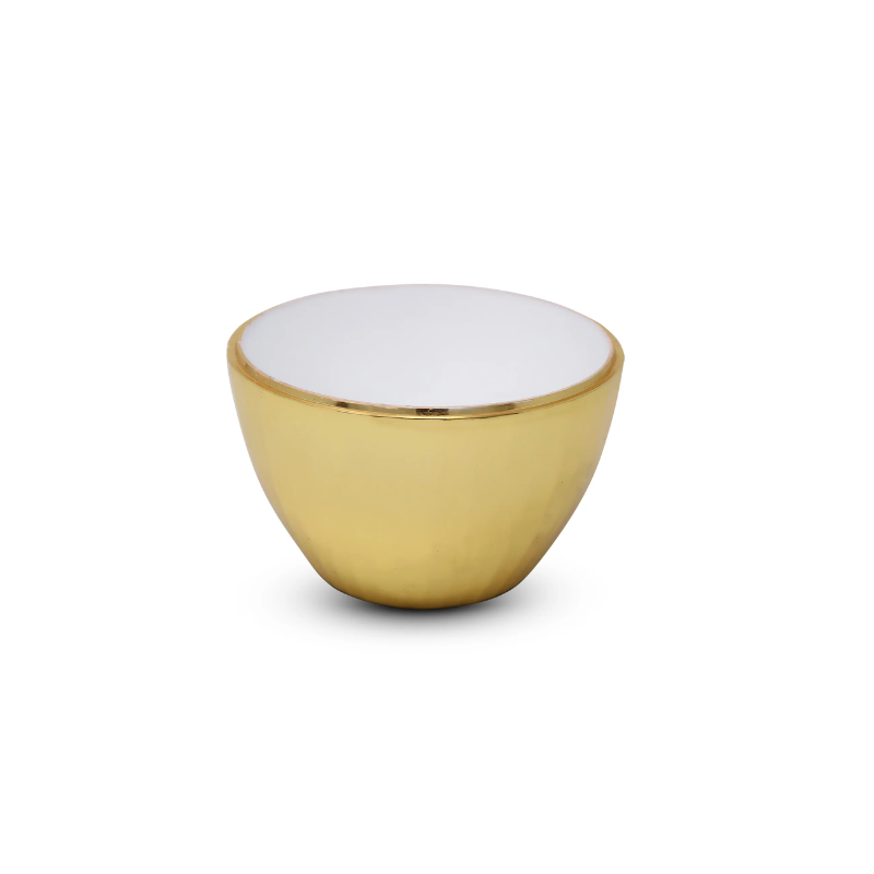 Gold Textured Apple Dish with Spoon