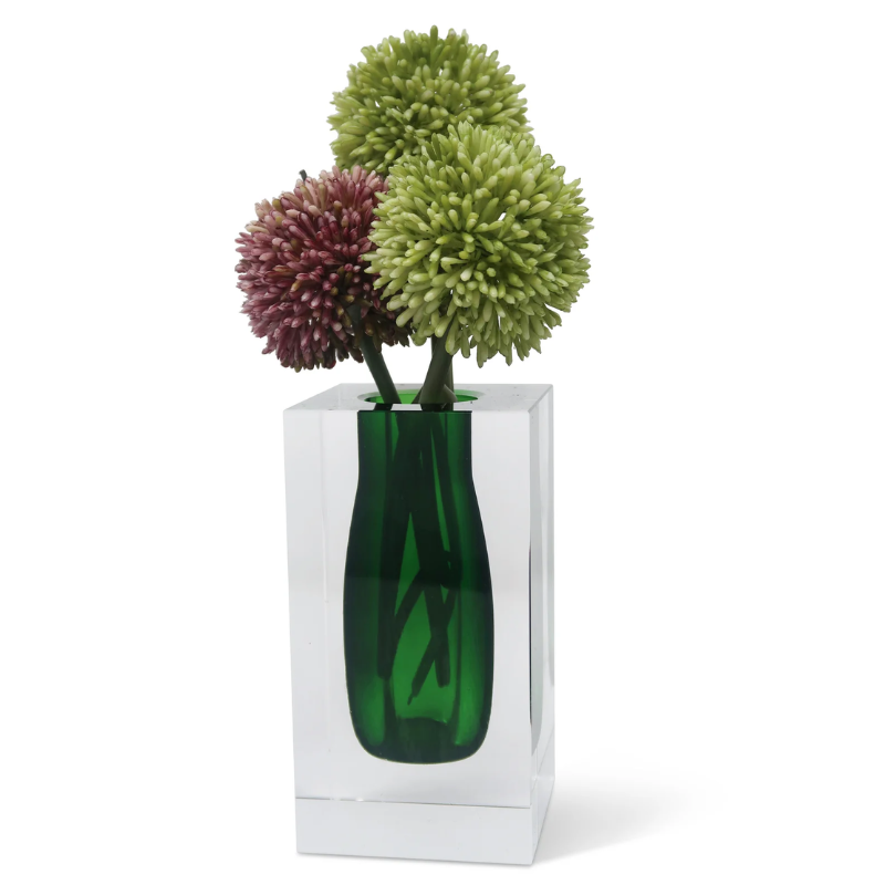 Double Wall Crystal Green Vase