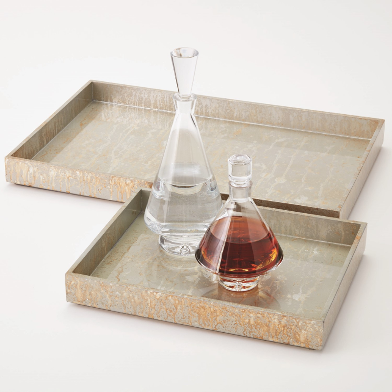 Small Silver Leaf Champagne Tray