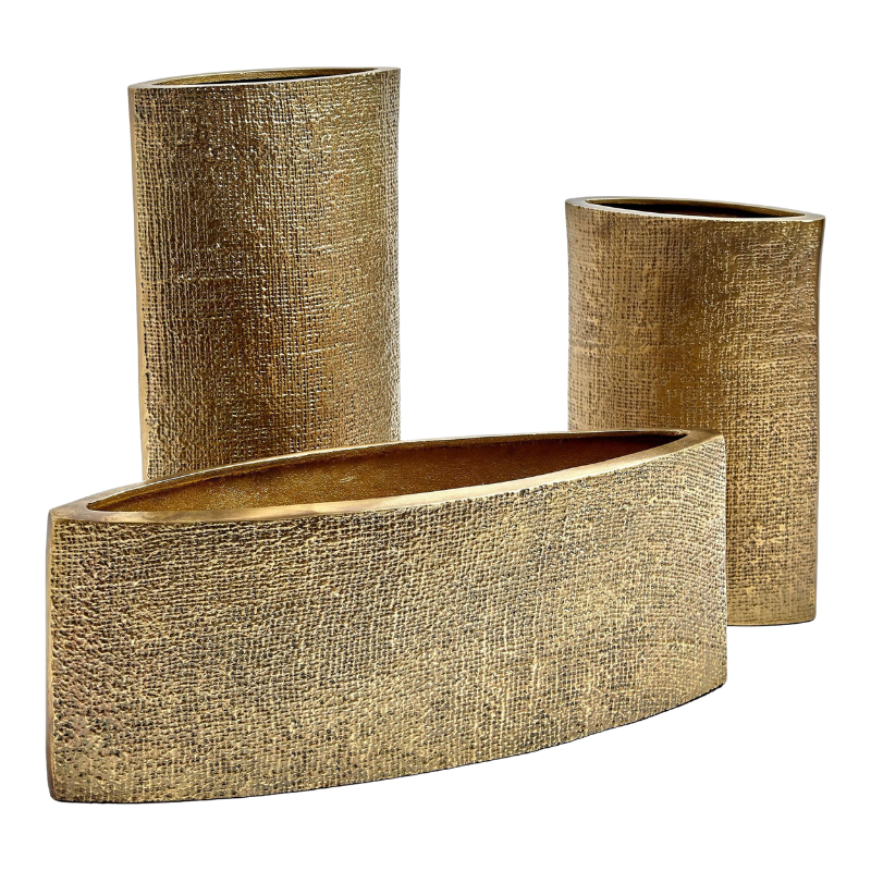 Large Hemp Etched Brass Vase