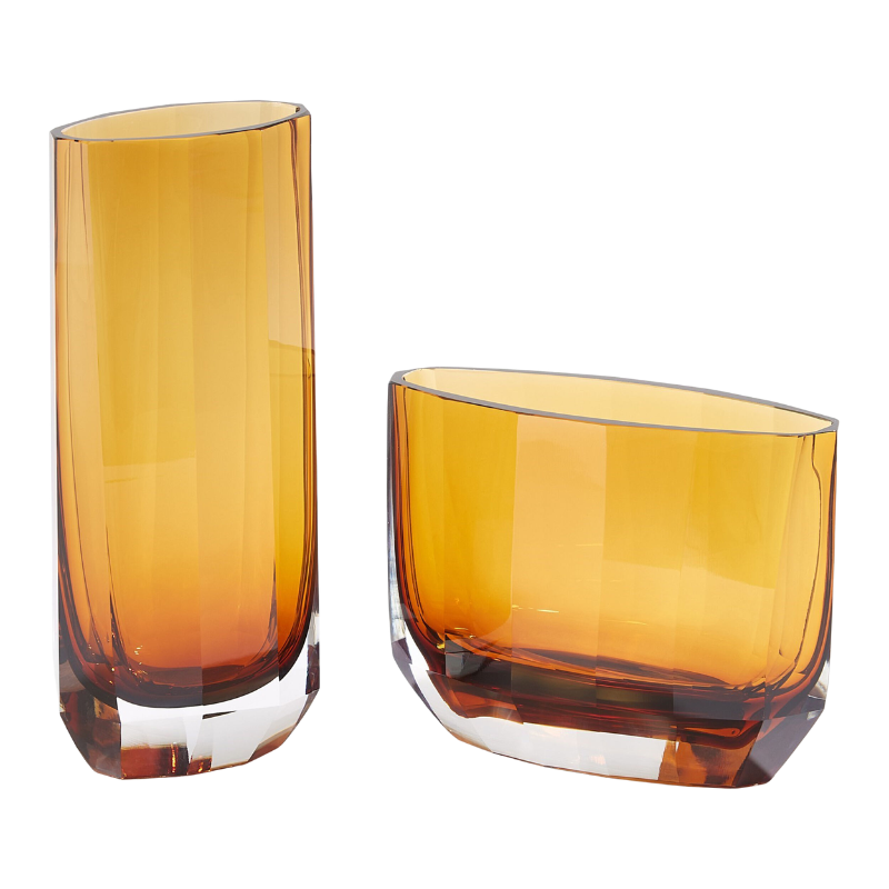 Tall Amber Jewel Vase