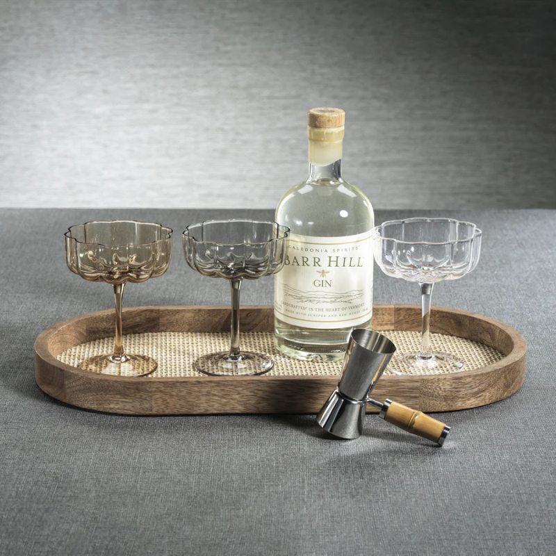 Large Oval Mango Wood Rattan Tray