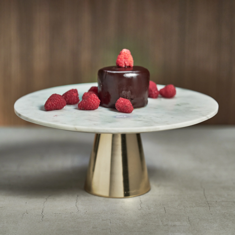 Marble Cake Stand with Metal Base