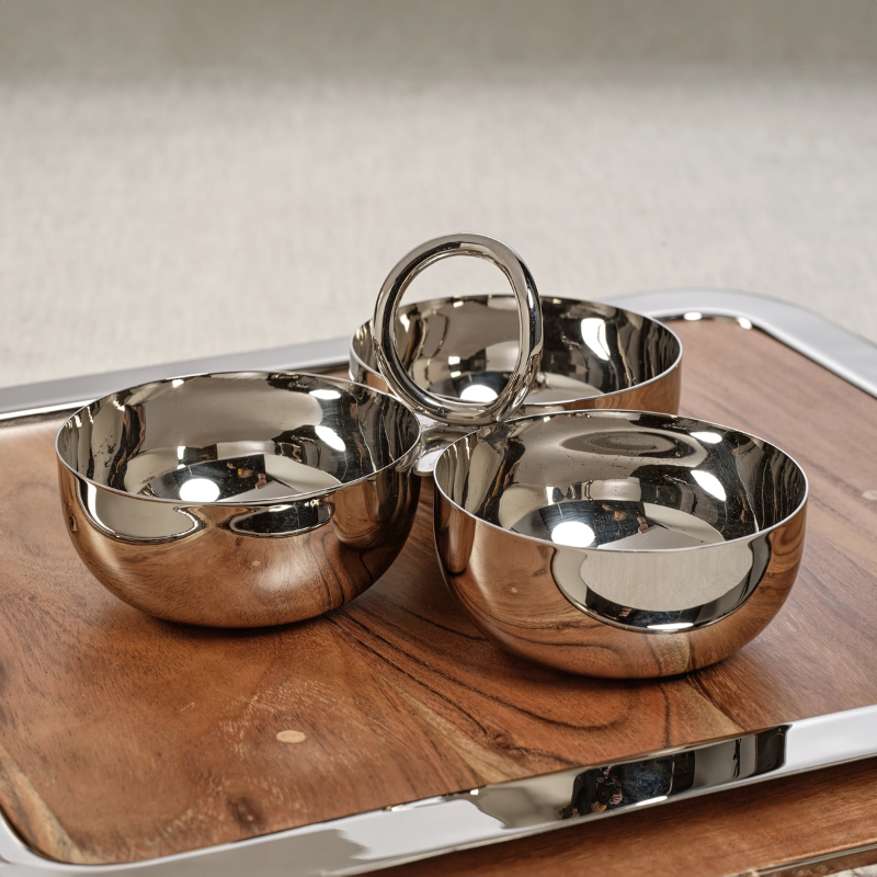 Nickel Aperitif Condiment Bowl Set