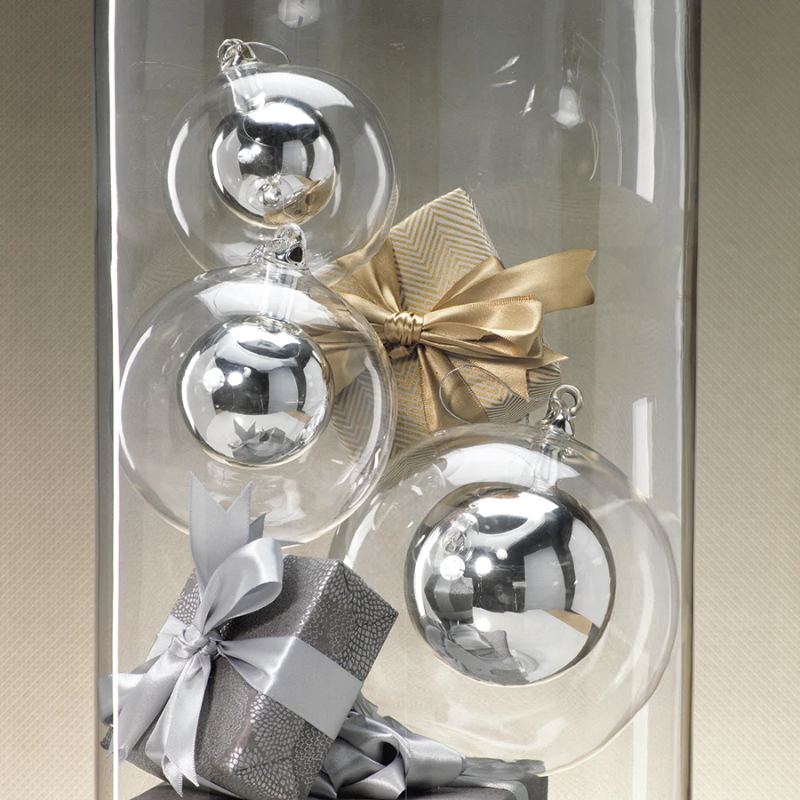 Small Double Glass Silver Ball Ornament