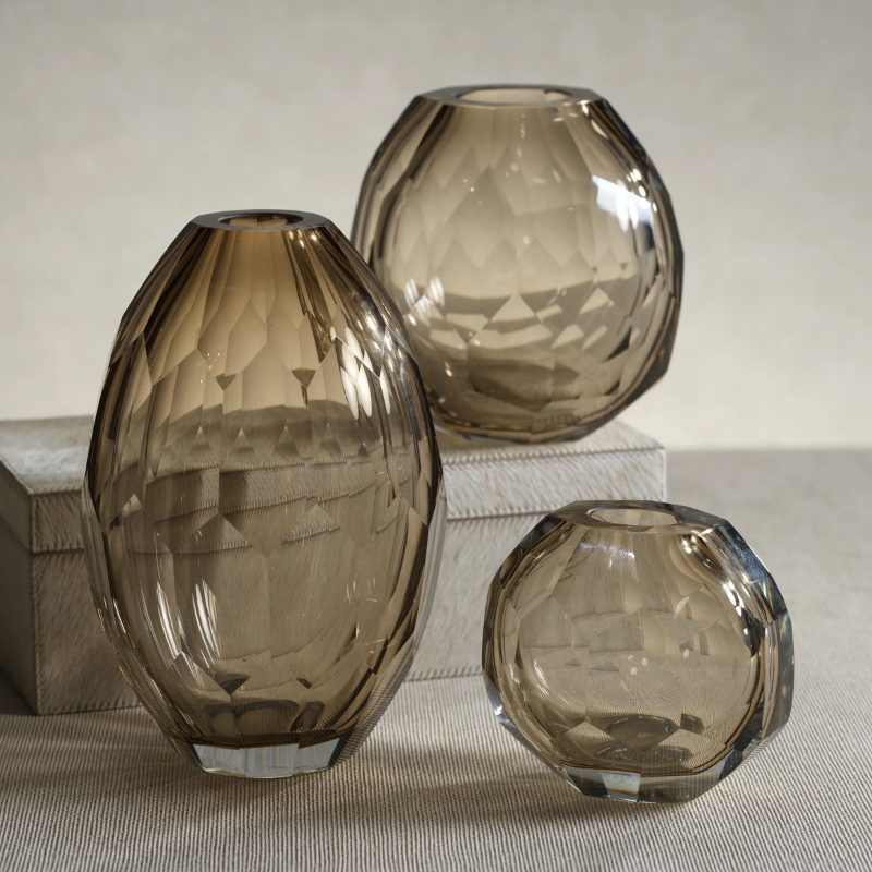 Small Andmatt Taupe Glass Vase