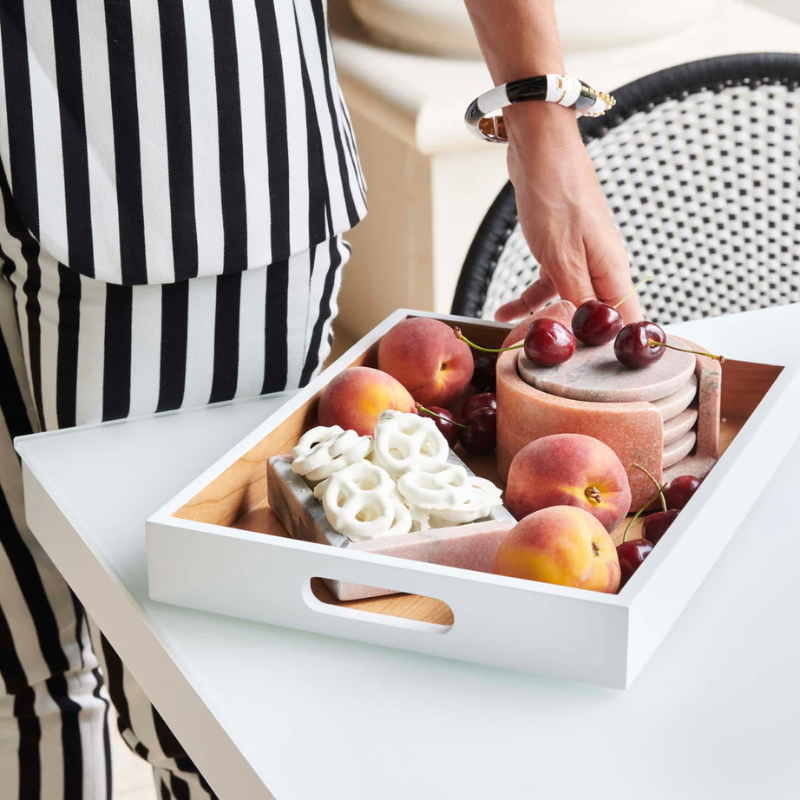 Large Lacca Wood on White Nesting Tray