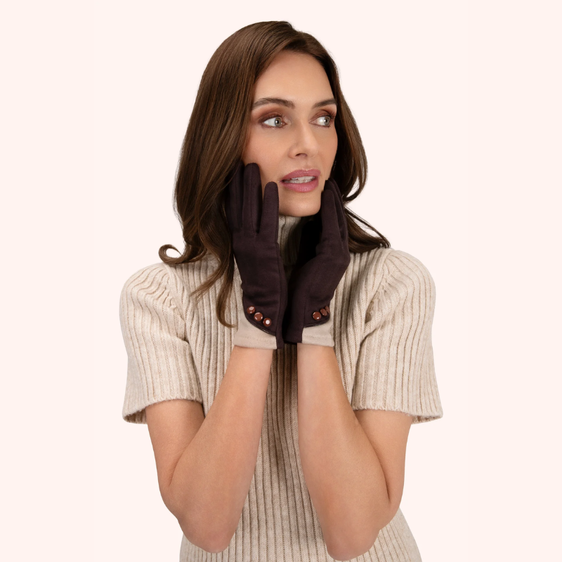 Chocolate & Cream Rowan Suede Gloves