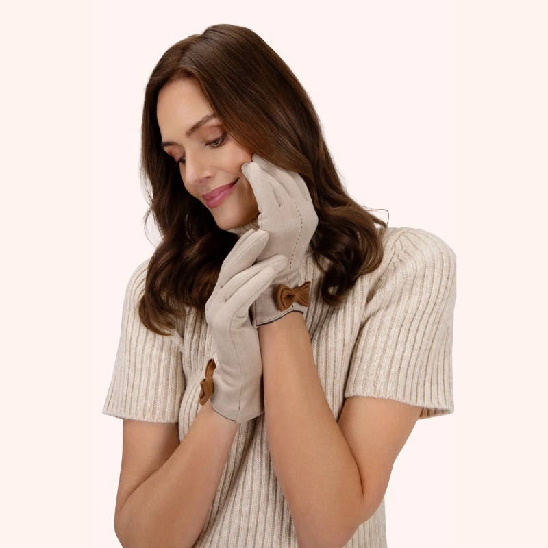 Taupe & Chocolate Adalyn Suede Gloves