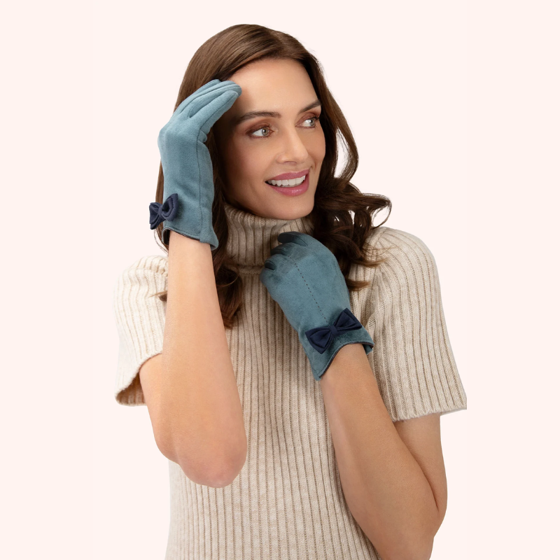 Ice & Navy Adalyn Suede Gloves