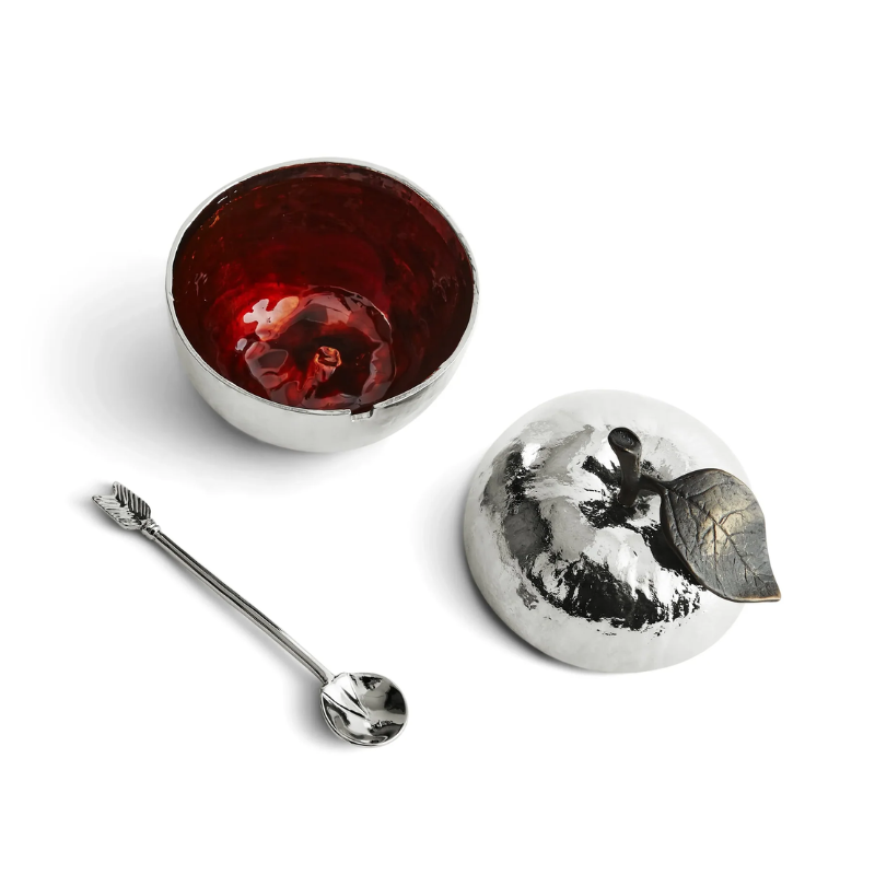 Michael Aram Silver Apple Honey Pot with Spoon