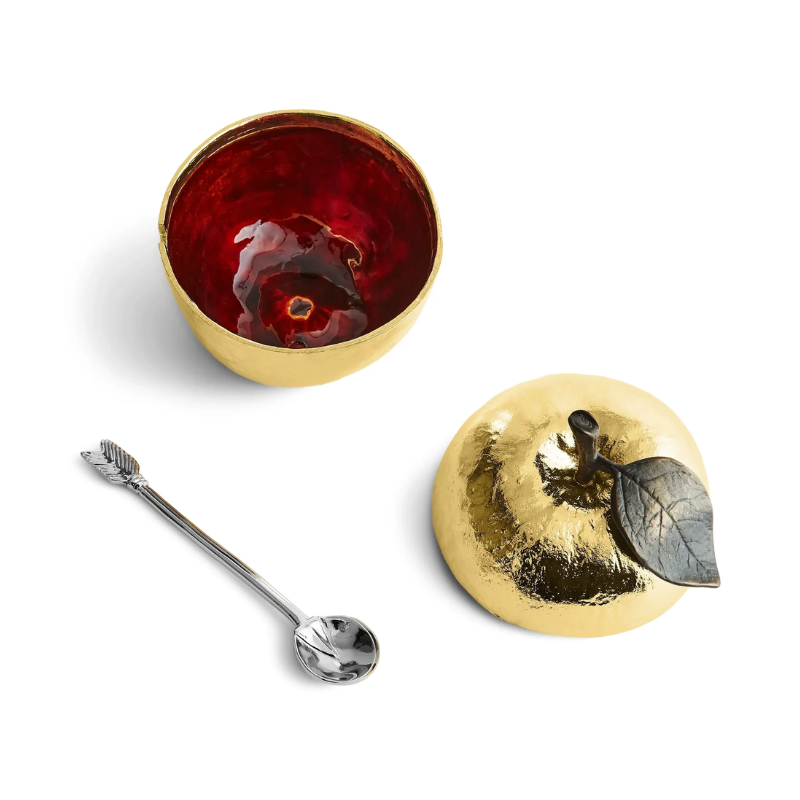 Michael Aram Gold Apple Honey Pot W/ Spoon