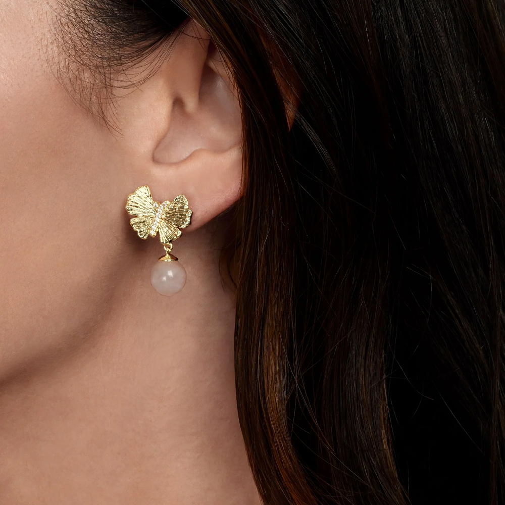 Anabel Aram Butterfly Stud Earrings with Quartz