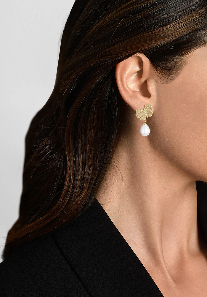 Anabel Aram Butterfly Earrings with Pearls