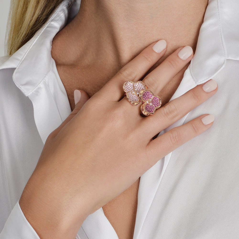 Anabel Aram Double Orchid Pavé Ring