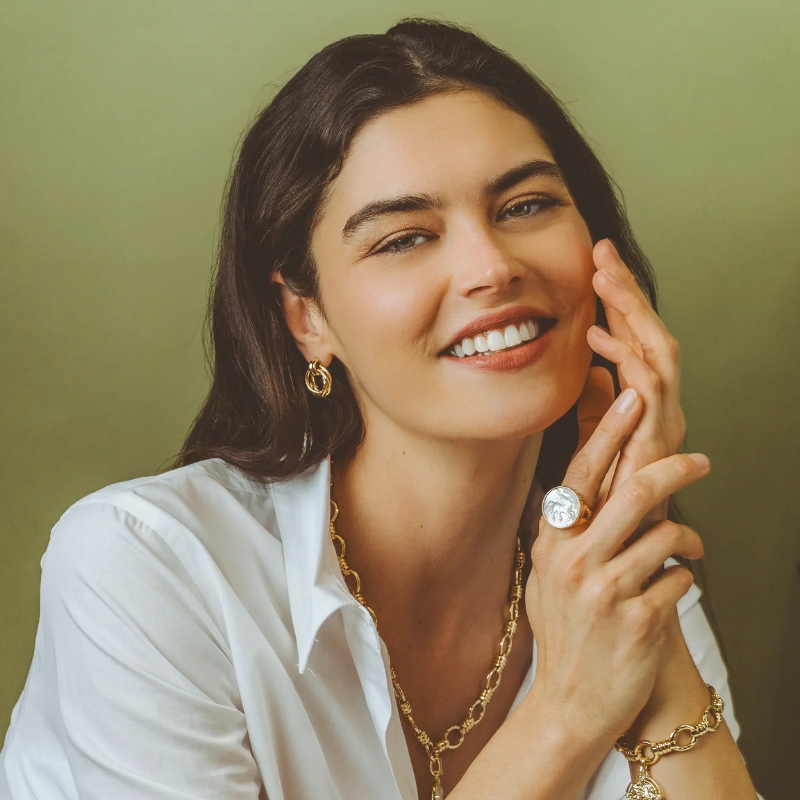 Anabel Aram Pegasus MOP Coin Signet Ring